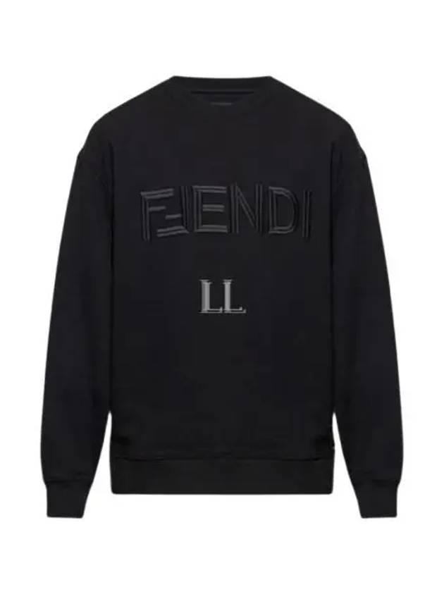 Luxury Fendi Embroidered Logo Crew Neck Sweatshirt Black