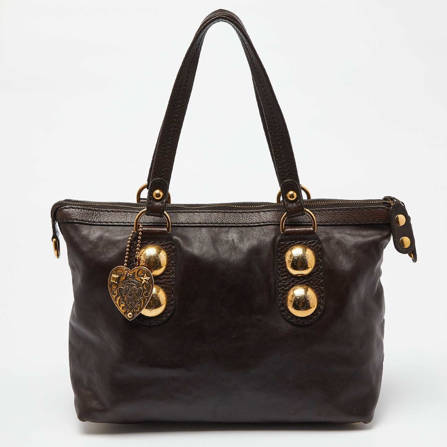 Luxury Gucci Trending 2025 Dark Brown Leather Babouska Tote