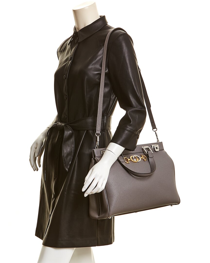 Gucci Zumi Medium Leather Top Handle Tote