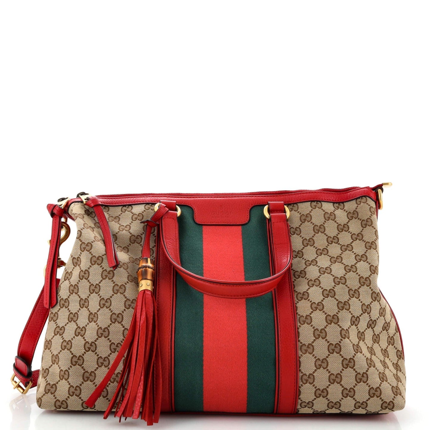 Luxury Gucci Trending 2025 Rania Convertible Top Handle Bag Web GG Canvas Medium