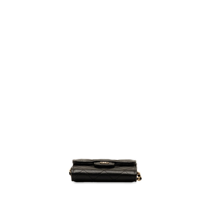 Chanel Matrases Coco Mini Chain Wallet Black G Caviar S Chanel