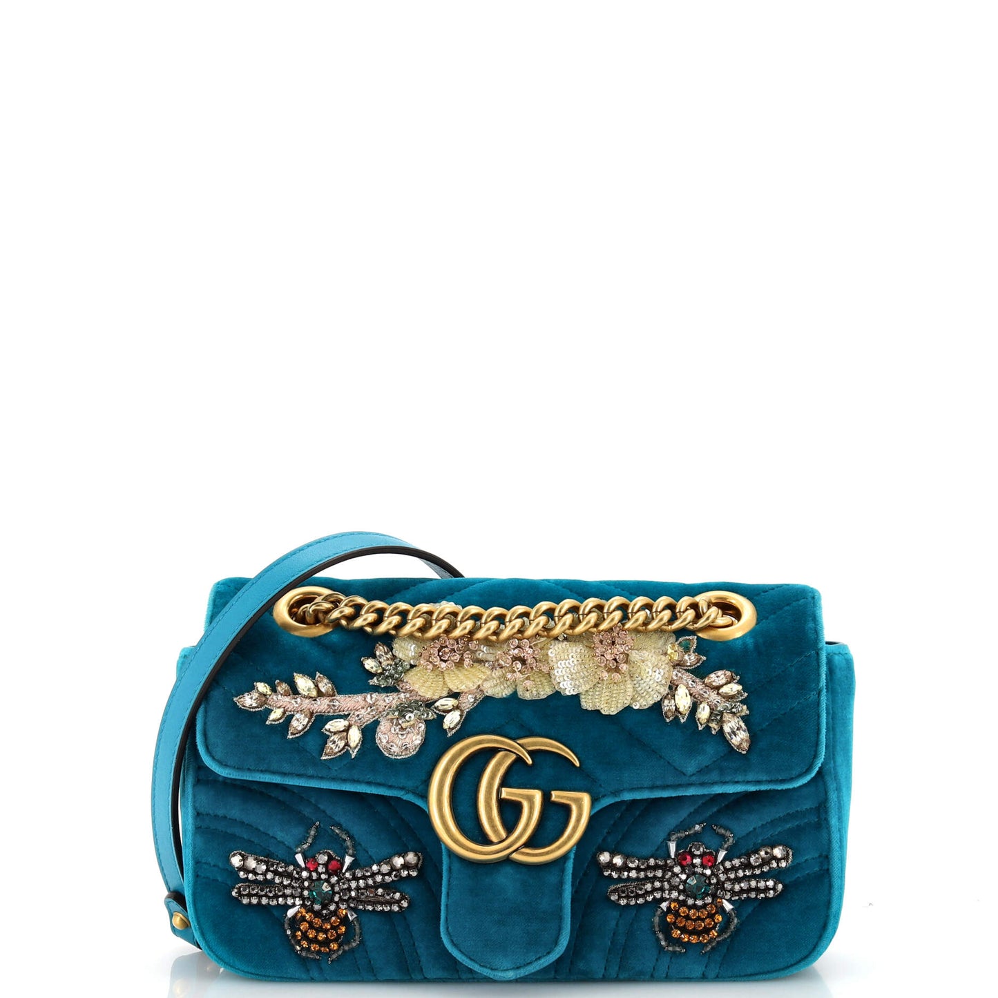 Luxury Gucci Trending 2025 GG Marmont Flap Bag Embellished Matelasse Velvet Mini