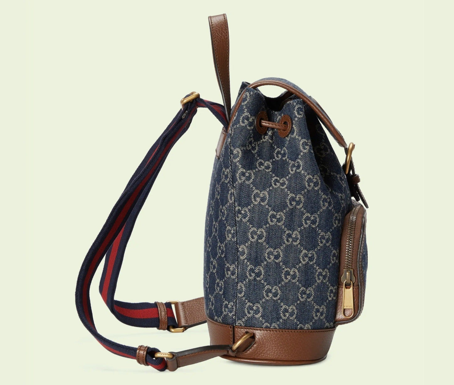 Luxury Gucci Trending 2025 Backpack GG Denim with Brown Leather Trim