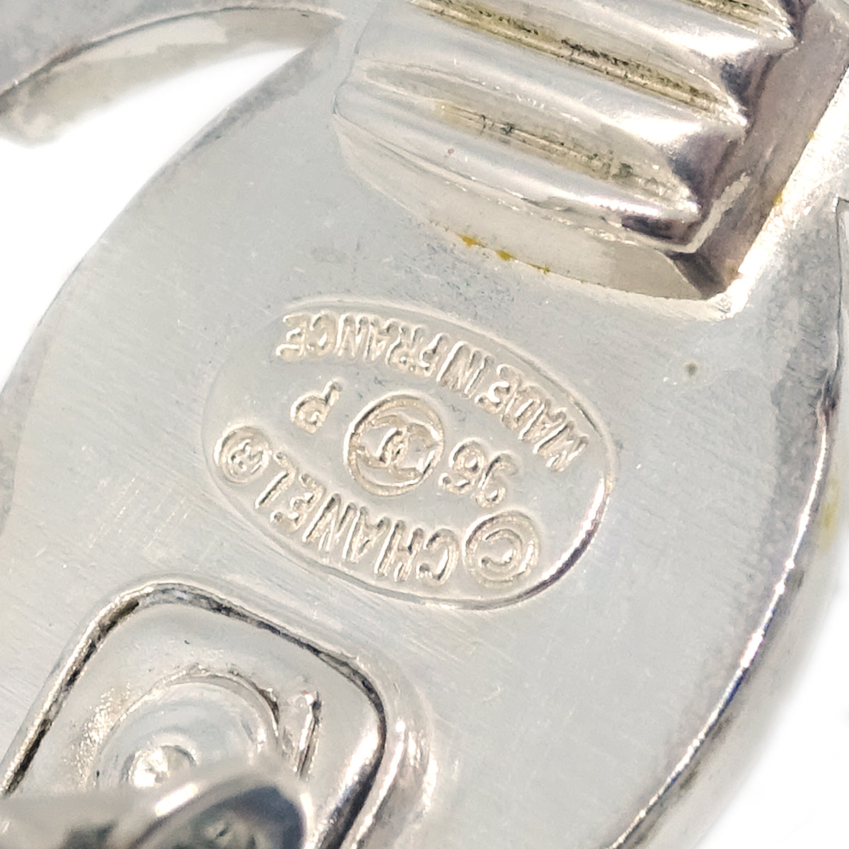 Chanel CC Turnlock Earrings Clip-On Silver Large 96P
