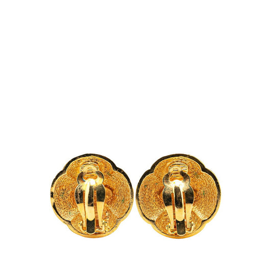 Chanel Coco Mark Flower Motif Earrings Gold