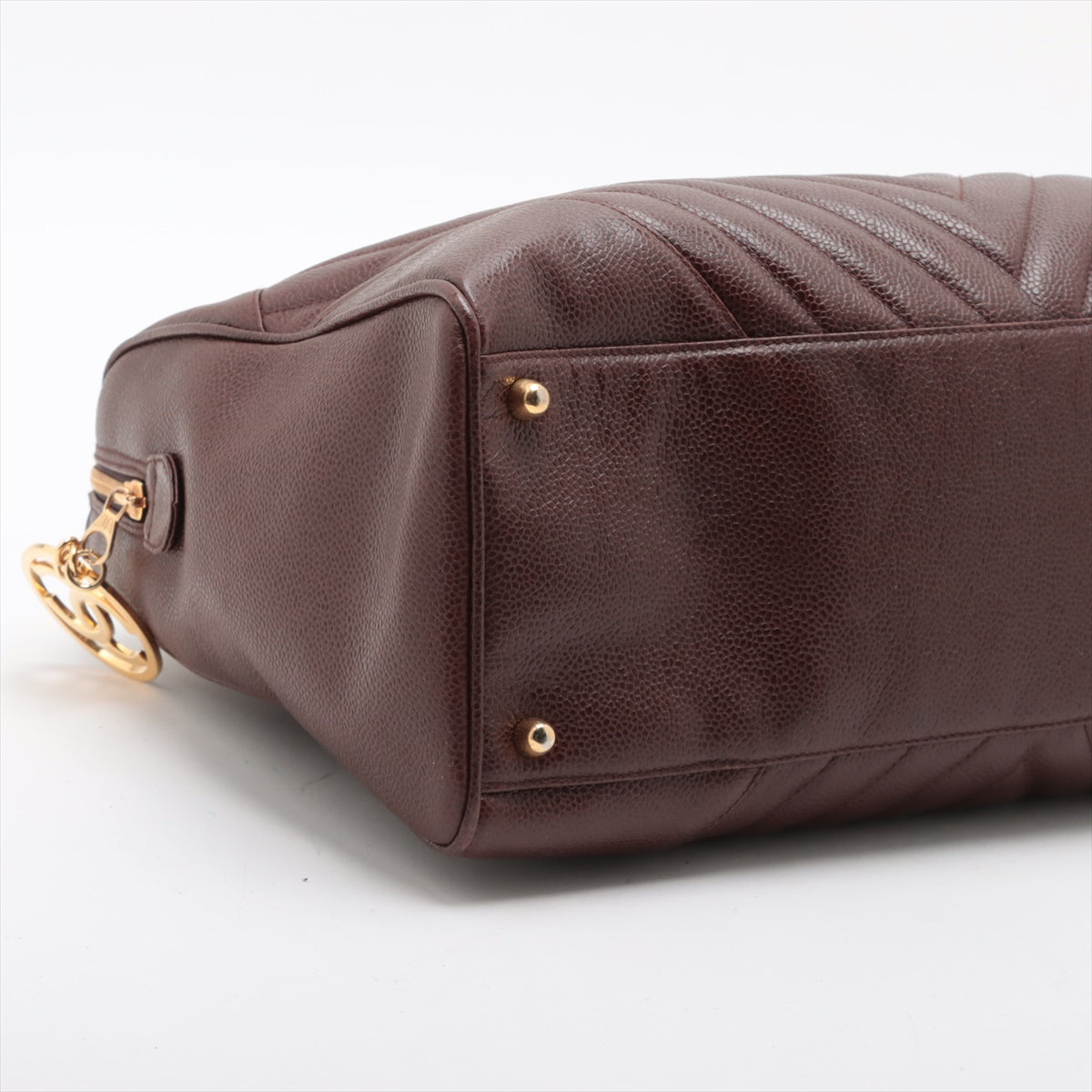 Chanel V Stitch Caviar S Tote Bag Brown G 1st