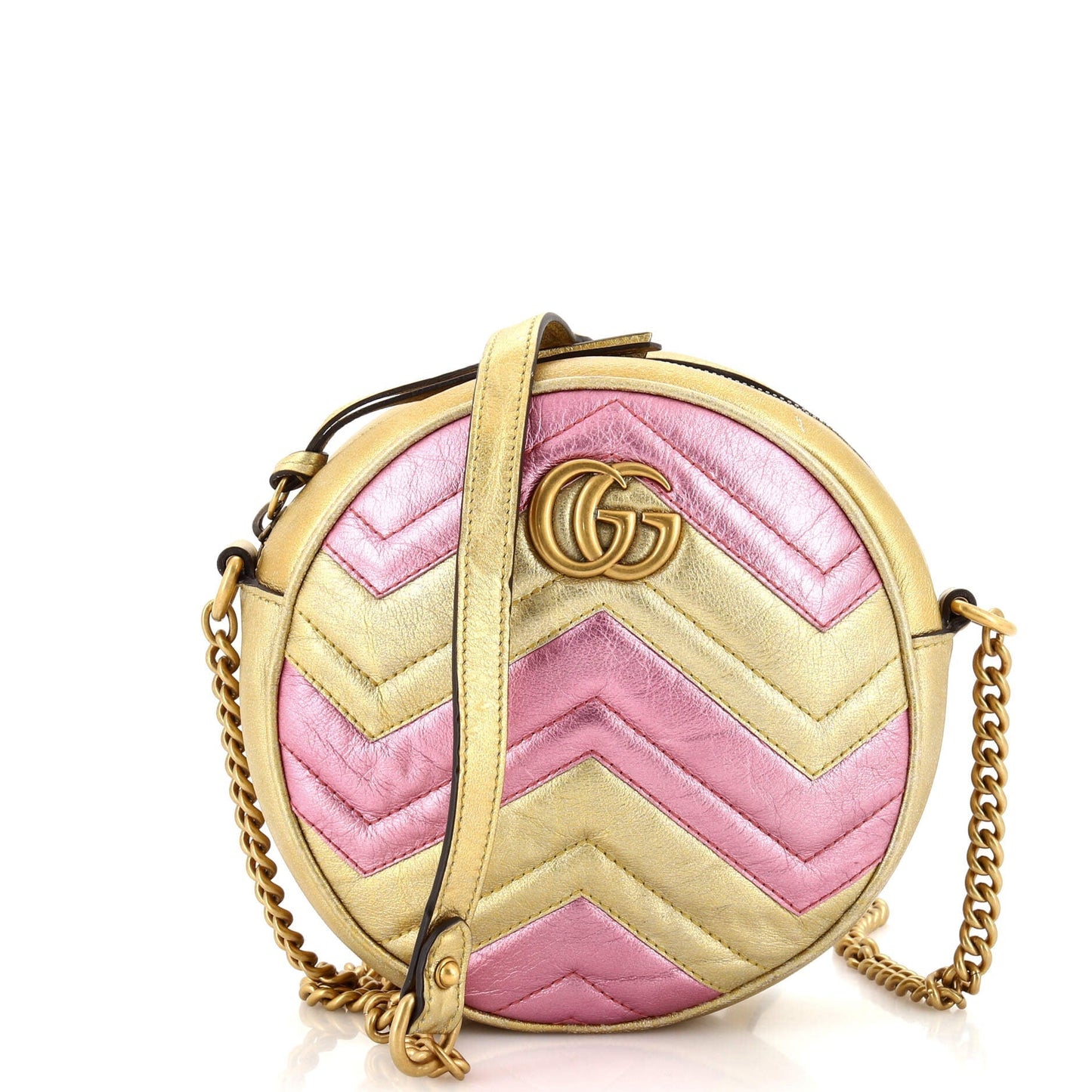 Luxury Gucci Trending 2025 GG Marmont Round Shoulder Bag Matelasse Leather Mini