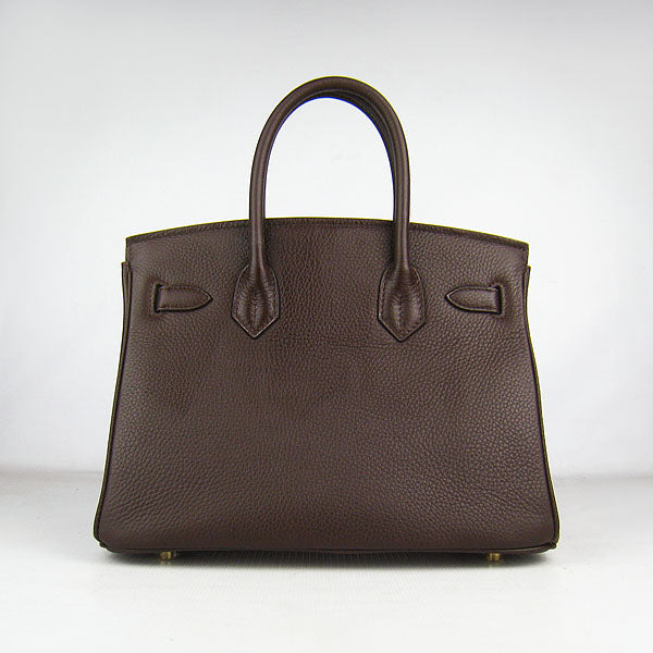 Luxury Hermes Birkin 30cm Togo Leather Handbags Dark Coffee Golden