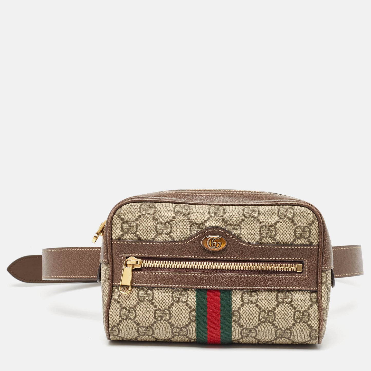 Luxury Gucci Trending 2025 Brown/Beige GG Supreme Canvas and Leather Ophidia Belt Bag