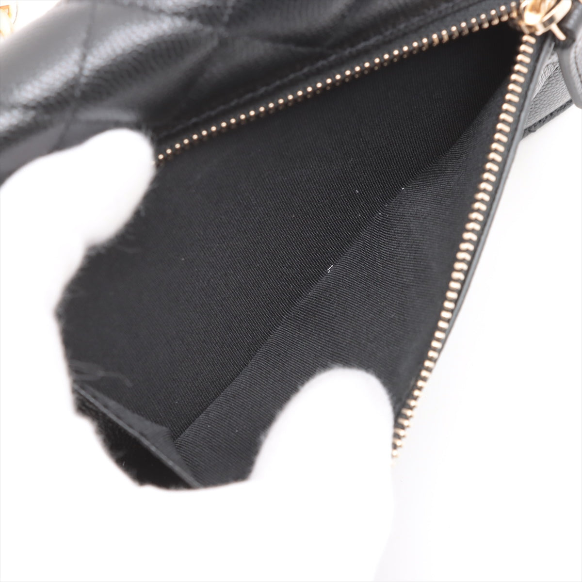 Chanel Mini Mattrase Caviar S Chain Wallet Black G 31st