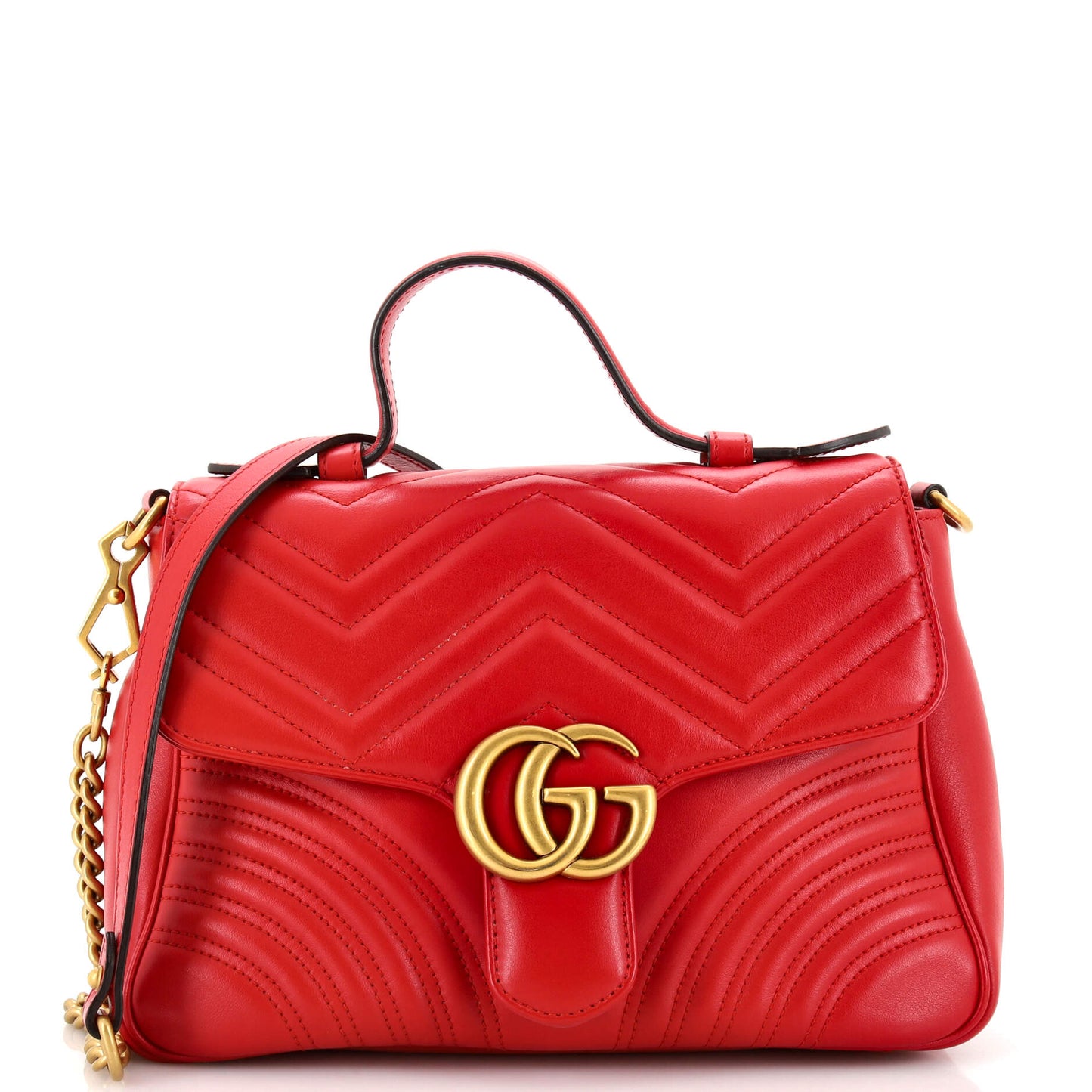 Luxury Gucci Trending 2025 GG Marmont Top Handle Flap Bag Matelasse Leather Small