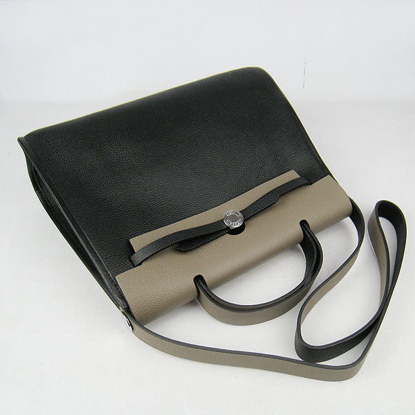 Luxury Hermes Herbag 60667 2way Cow Leather Grey