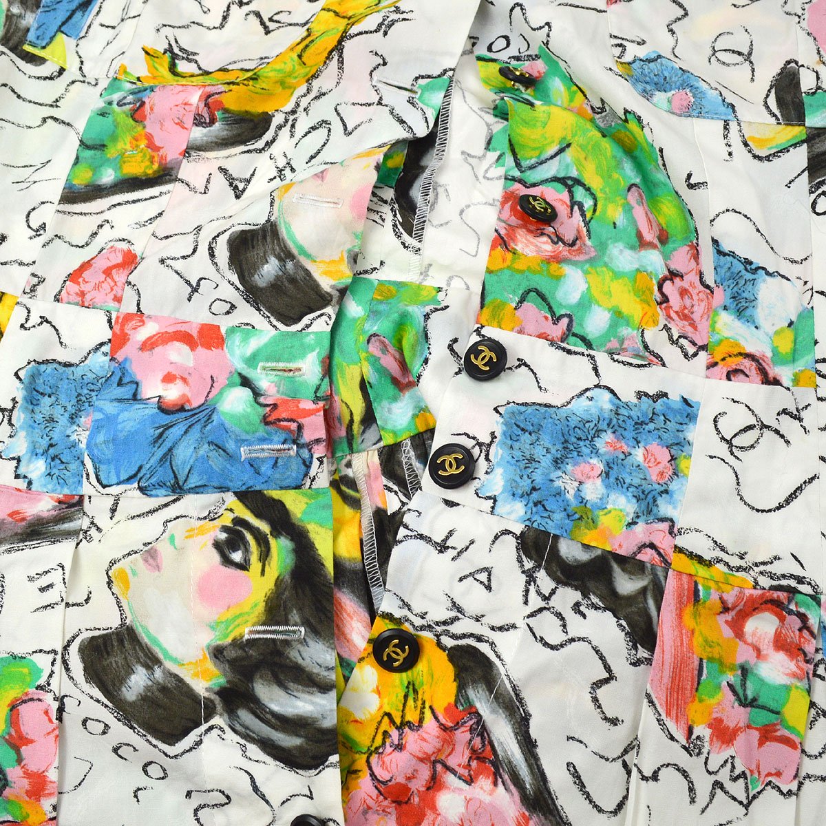 Luxury Chanel 1995 CC buttons logo-print shirtdress #42