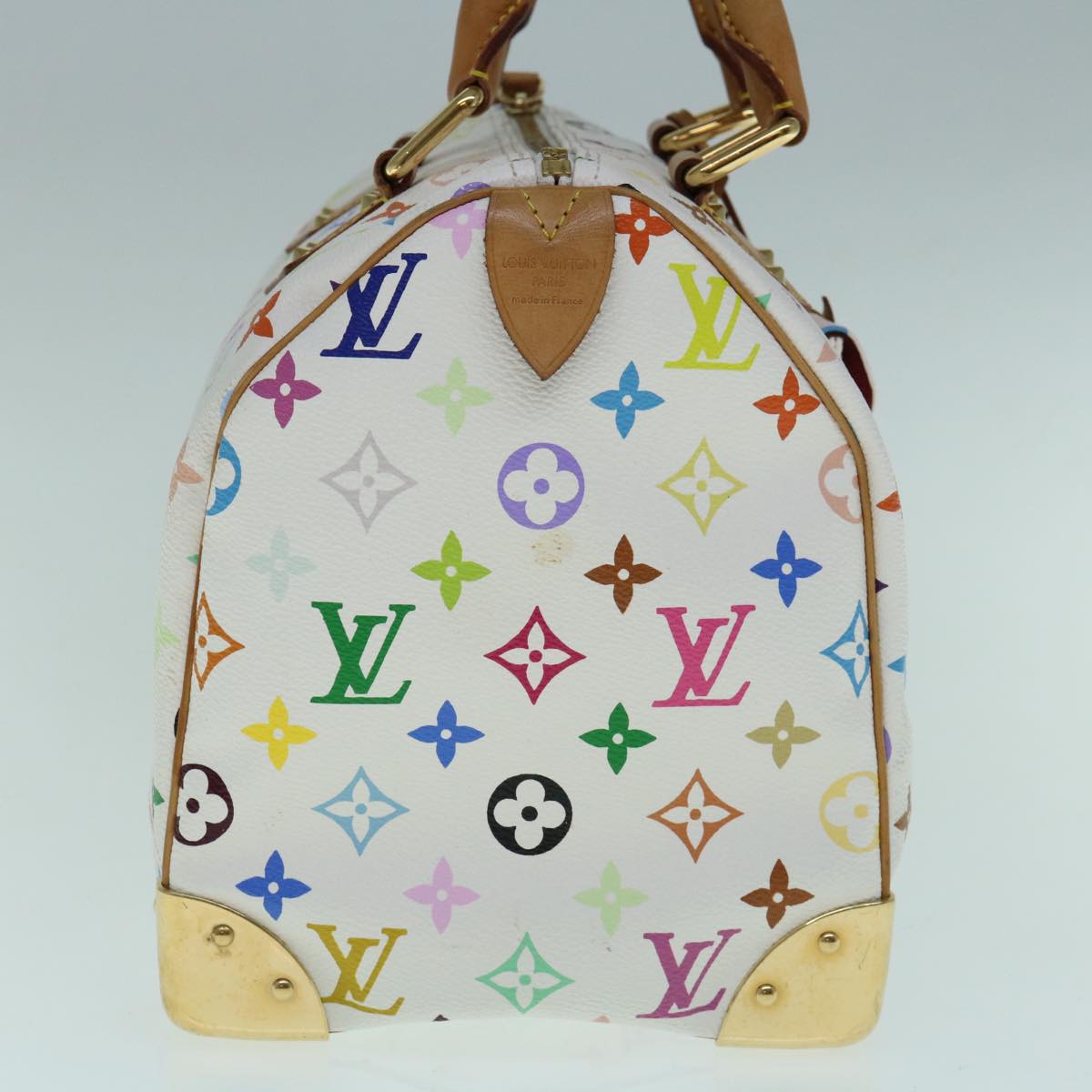 LOUIS VUITTON Monogram Multicolor Speedy 30 Hand Bag White M92643 bs10967