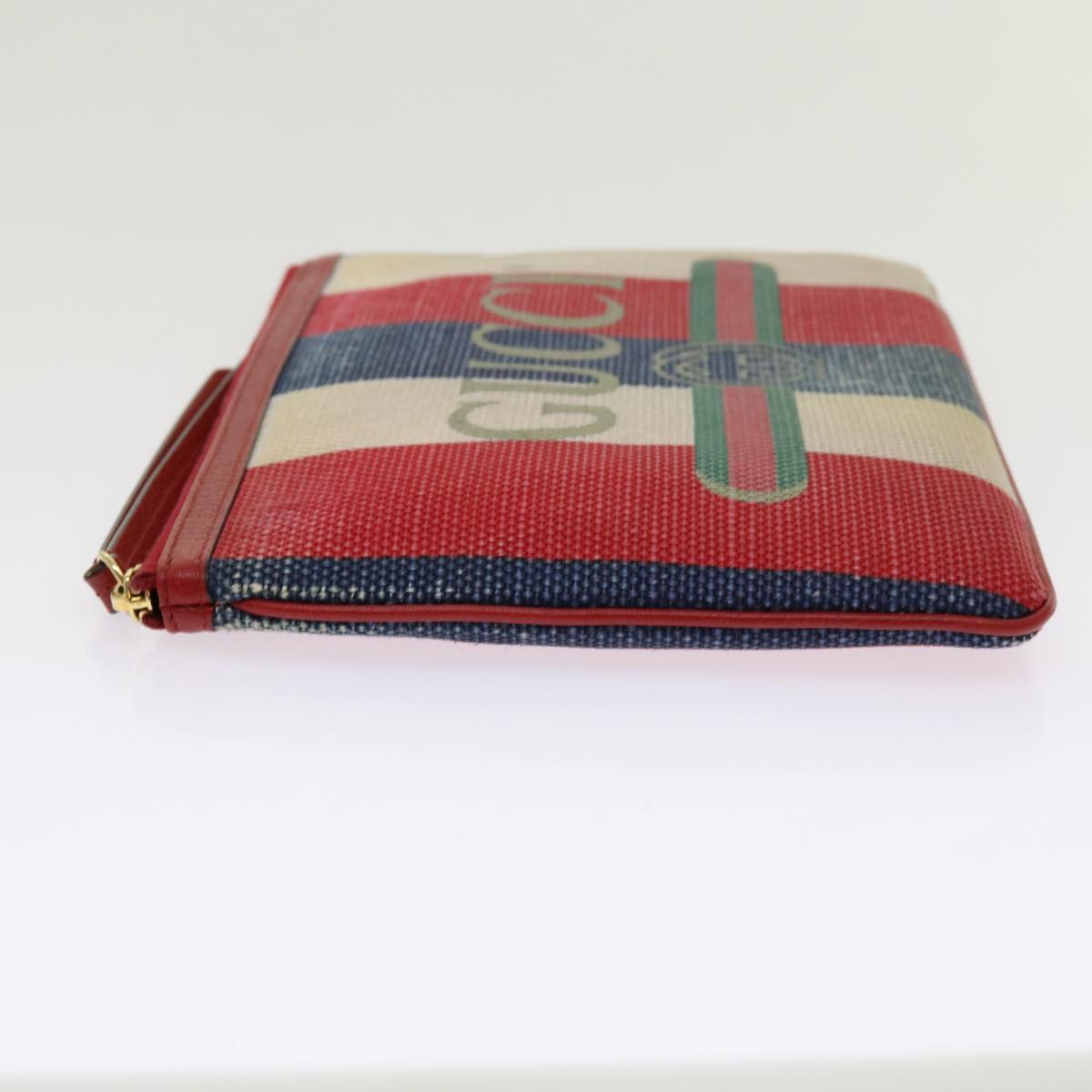 GUCCI Clutch Bag Canvas Blue White Red 524788 bs11302