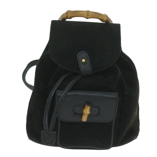 GUCCI Bamboo Backpack Suede Black 003 1956 0030 bs11486