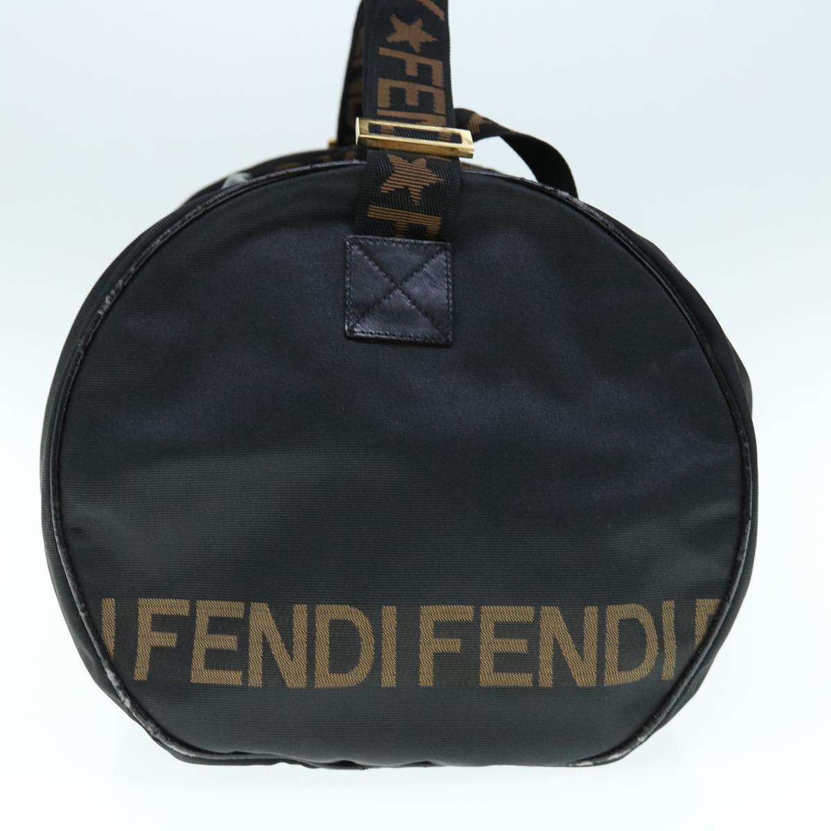 Luxury FendiBoston Bag Nylon 2way Black Brownbs11573