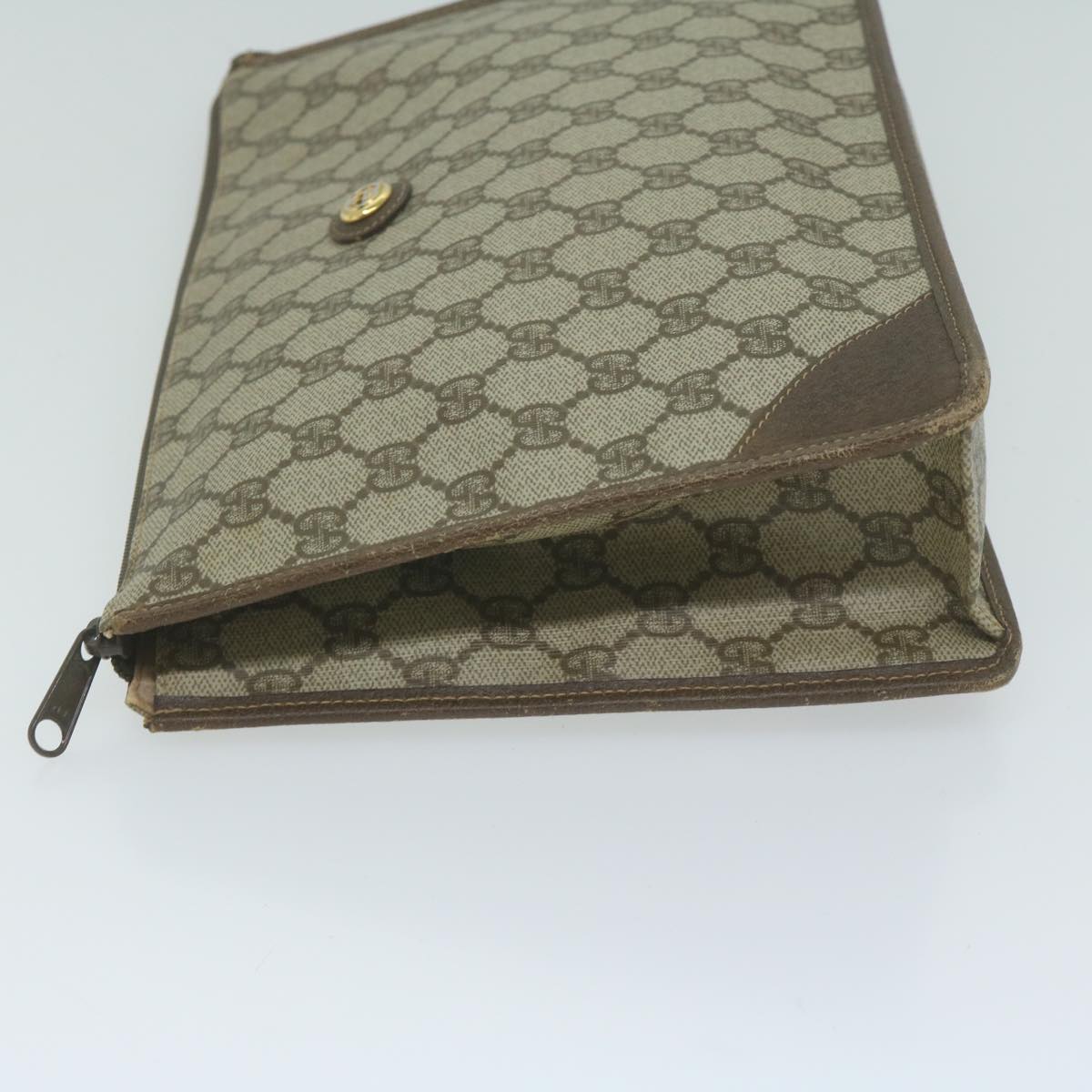 GUCCI GG Supreme Clutch Bag PVC Leather Beige 97 01 029 bs11626