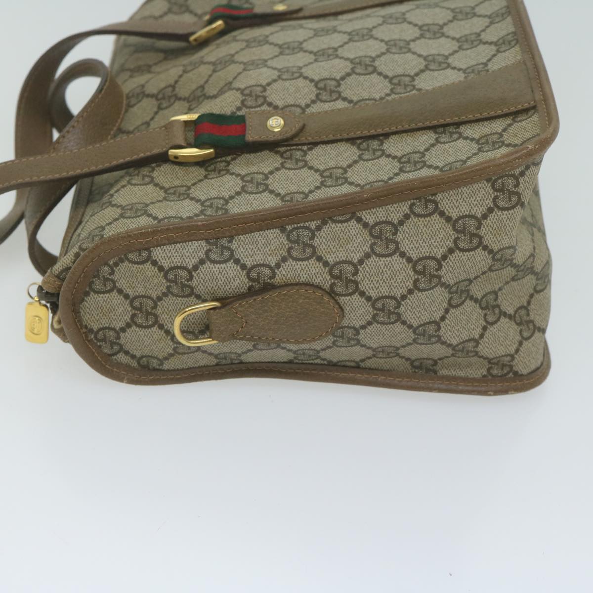 GUCCI GG Supreme Web Sherry Line Hand Bag PVC Beige Red 41 02 039 bs11781