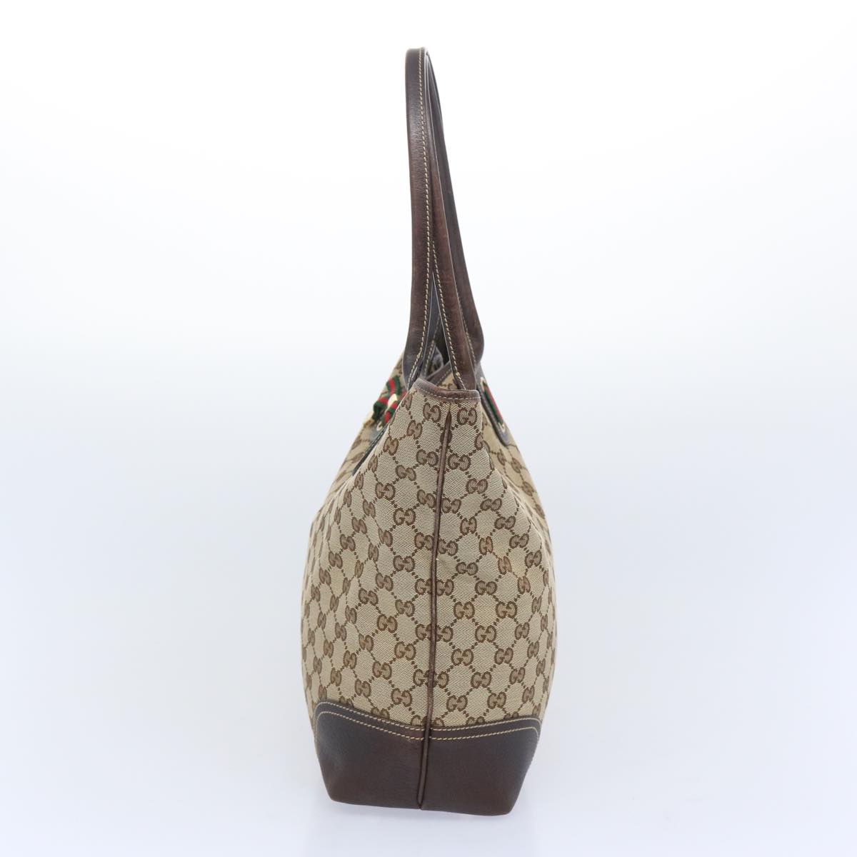GUCCI GG Canvas Web Sherry Line Tote Bag Beige Red Green bs11986