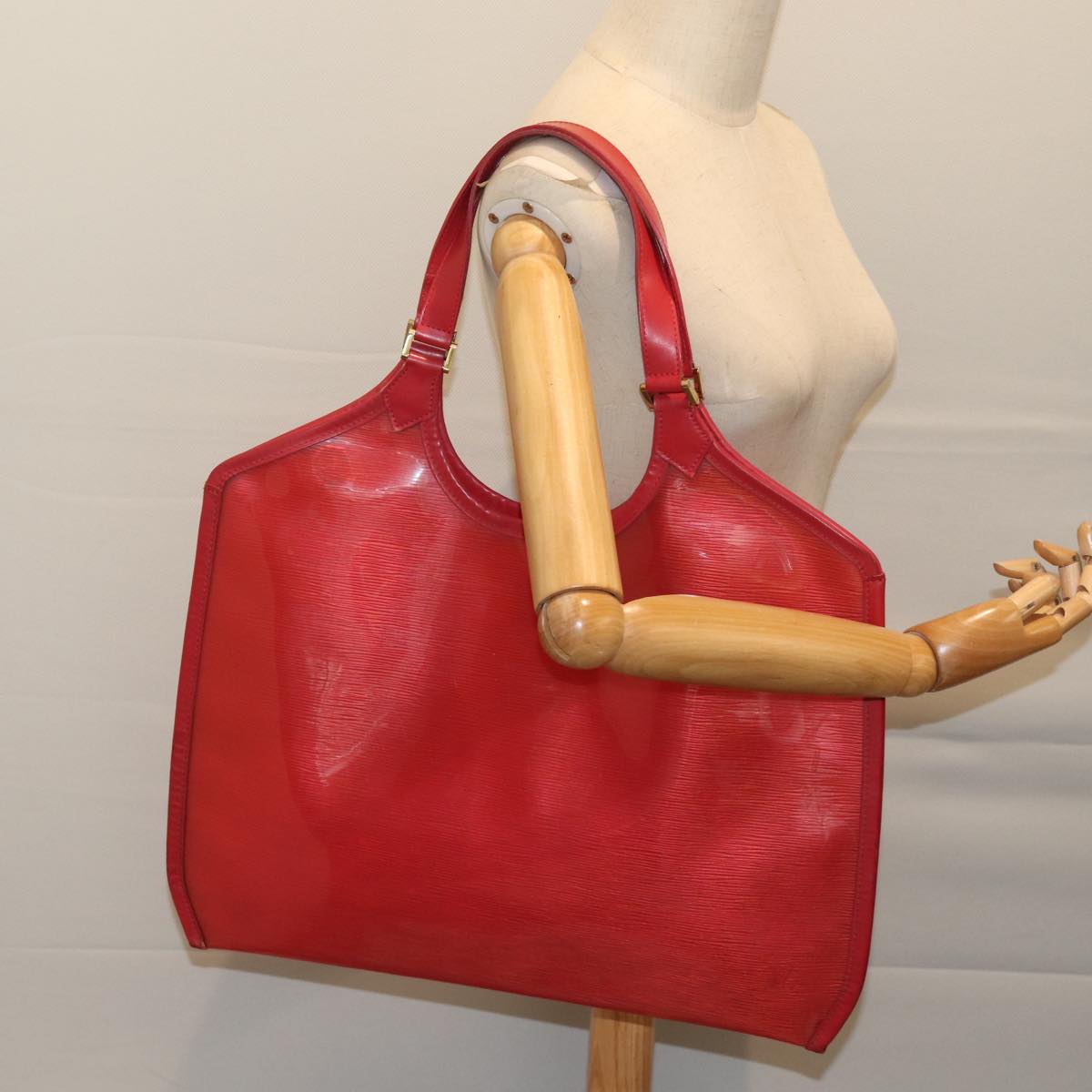 LOUIS VUITTON Epi Plage Lagoon Bay Tote Bag Red M92150 LV bs13233