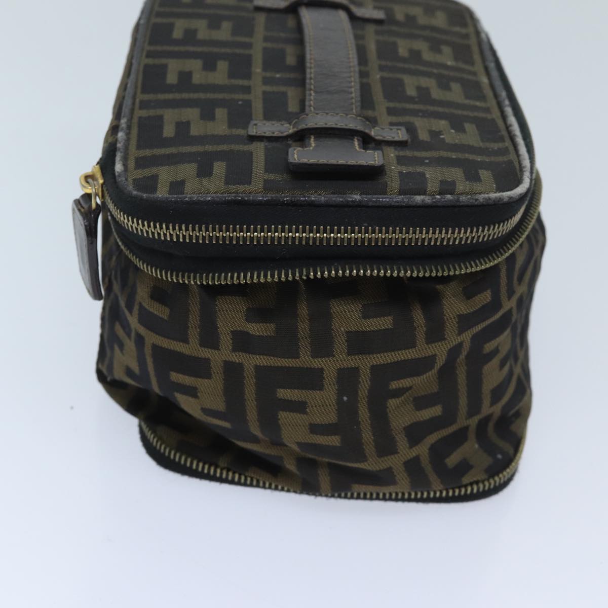 Luxury FendiZucca Canvas Vanity Pouch Brown Blackbs13353