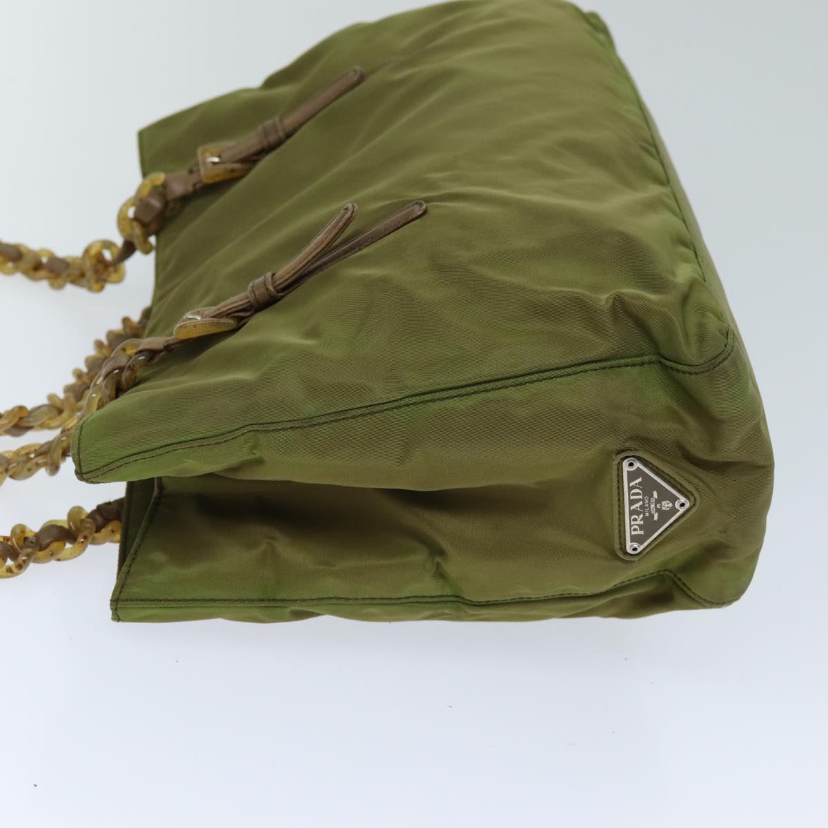 Luxury PradaChain Shoulder Bag Nylon Khaki bs14447