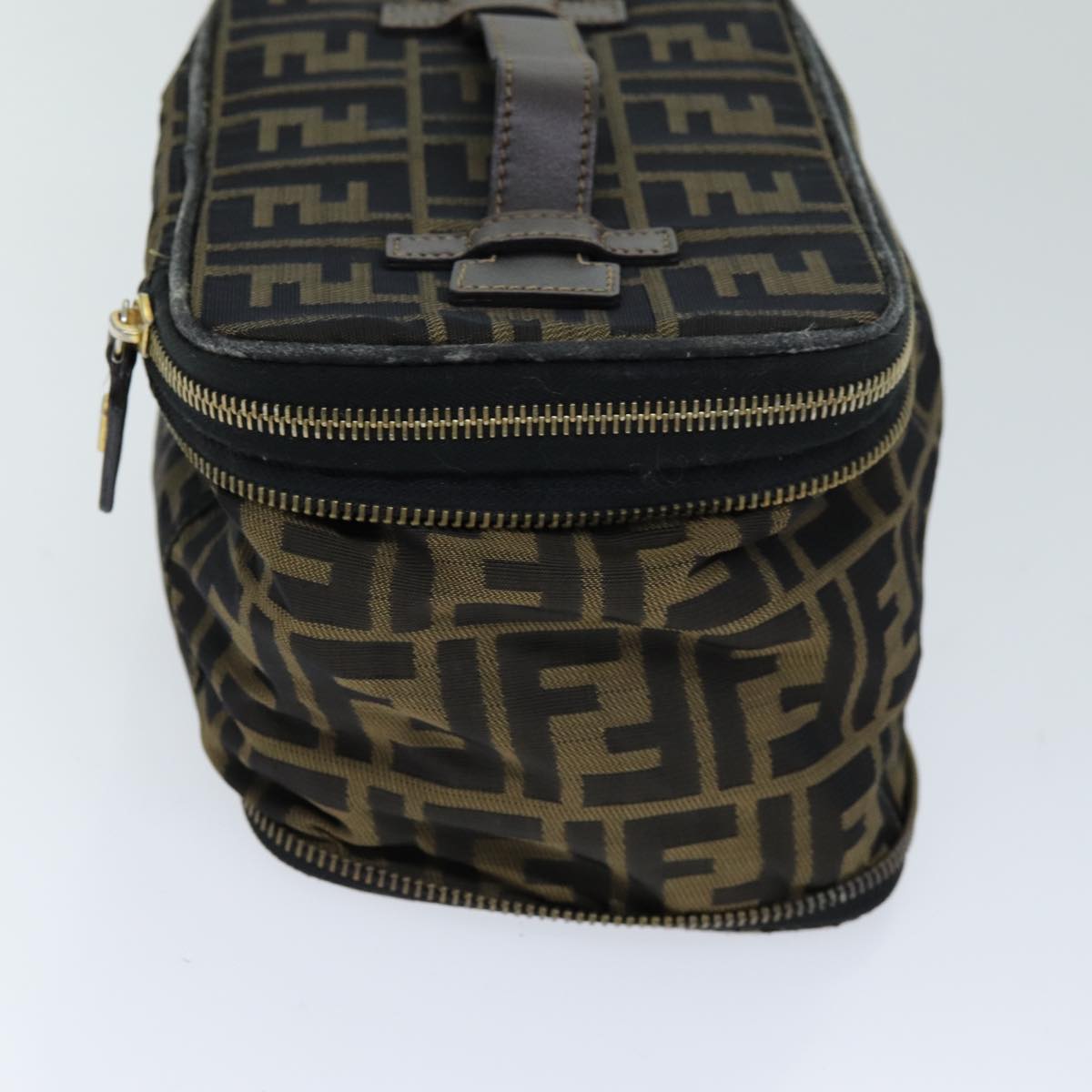 Luxury Fendi Zucca Canvas Vanity Cosmetic Pouch Brown Blackbs14490