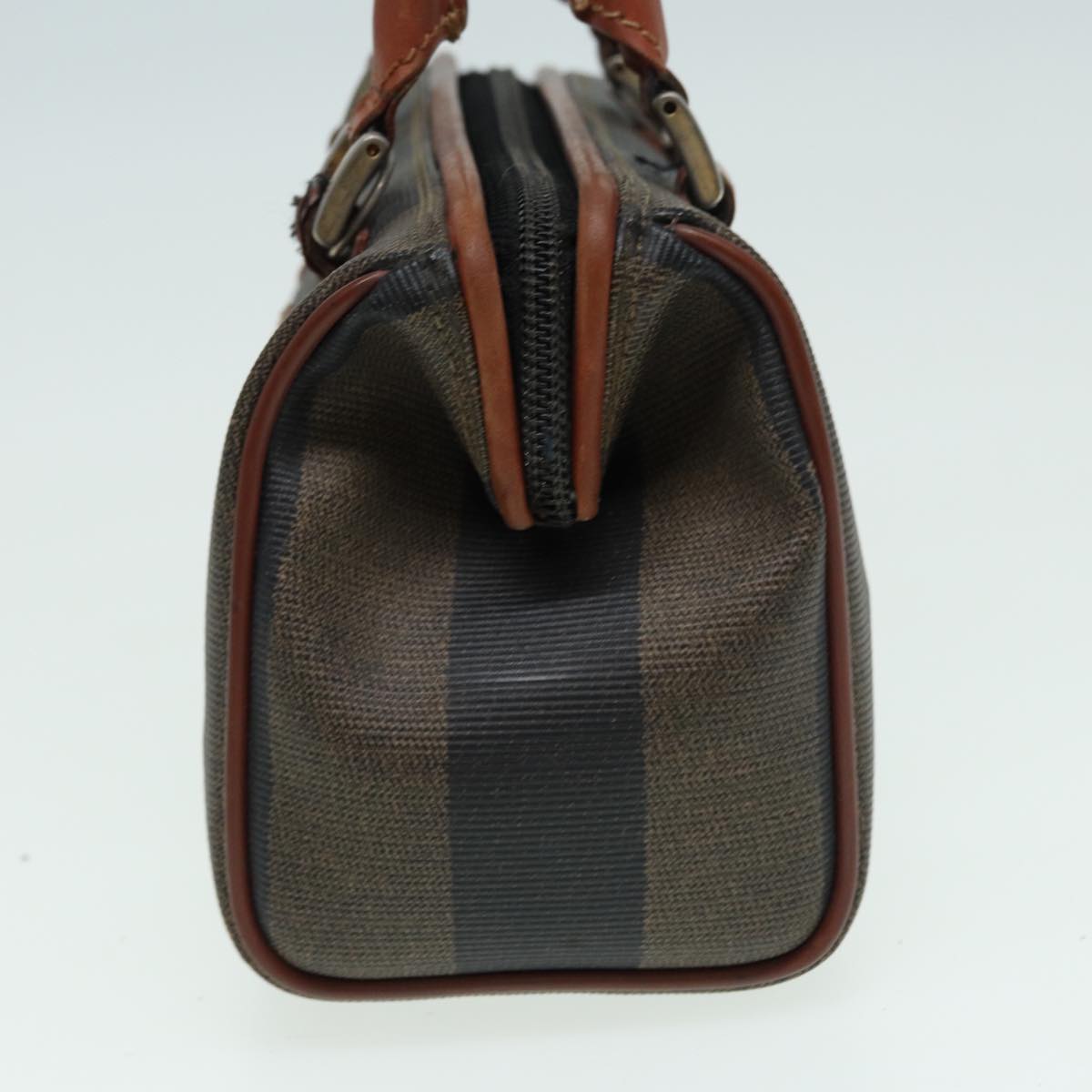 Luxury Fendi Pecan Canvas Hand Bag PVC Leather Brownbs16139