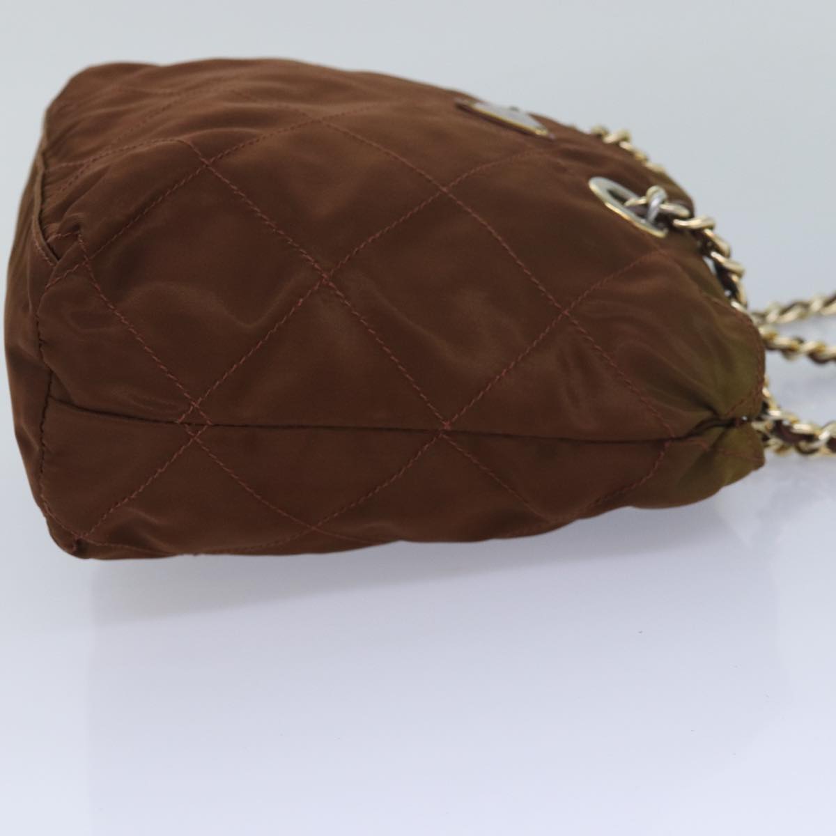 Luxury Prada Quilted Chain Shoulder Bag Nylon Brown bs16277