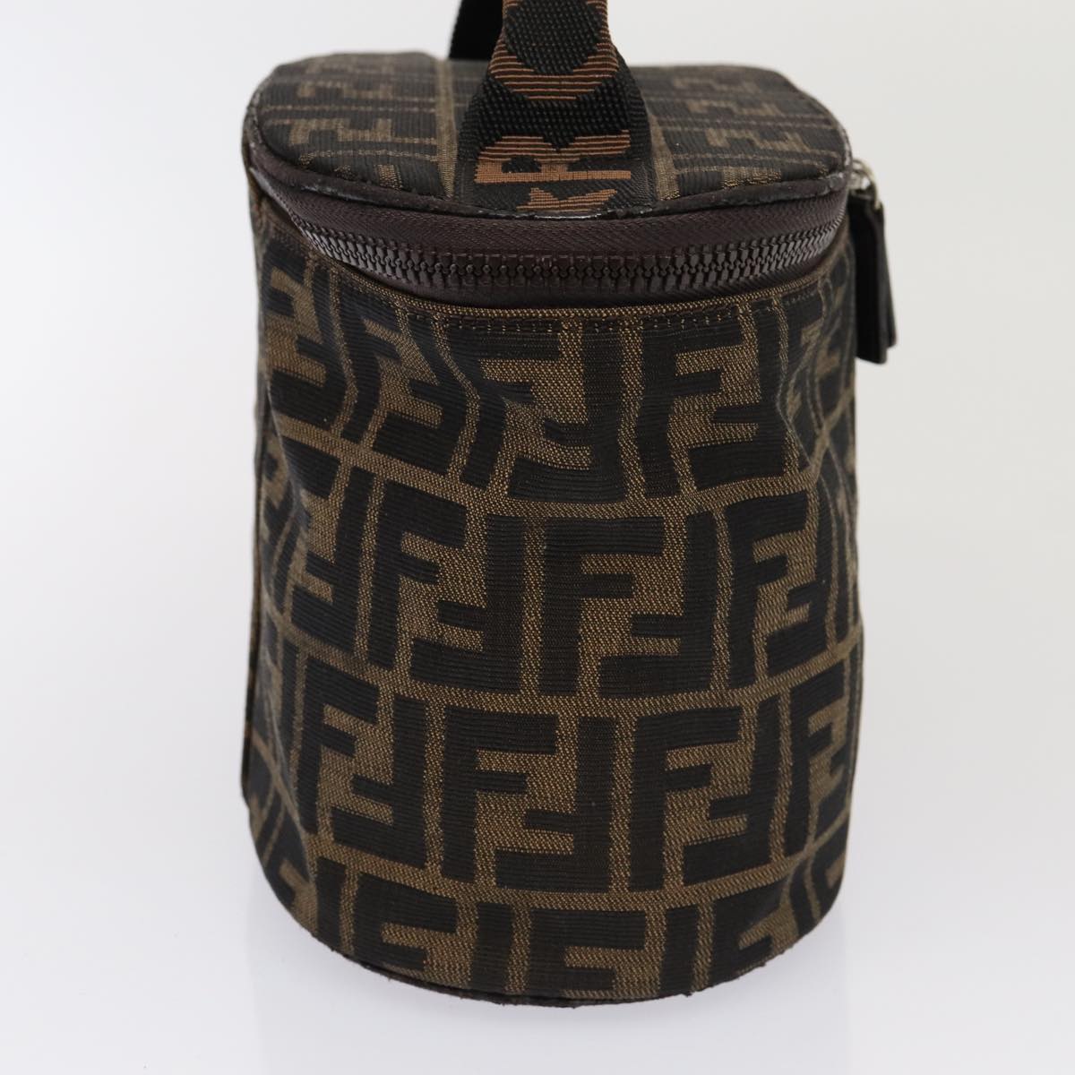 Luxury Fendi Zucca Canvas Vanity Pouch Brown Blackbs16396