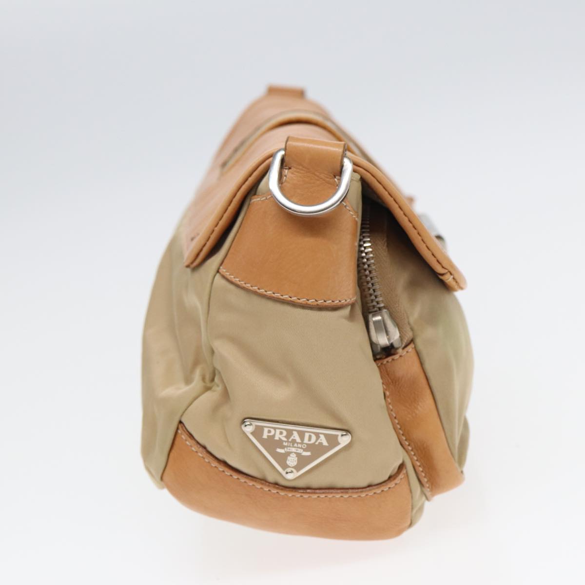 Luxury Prada Shoulder Bag Nylon Leather Beige bs16409