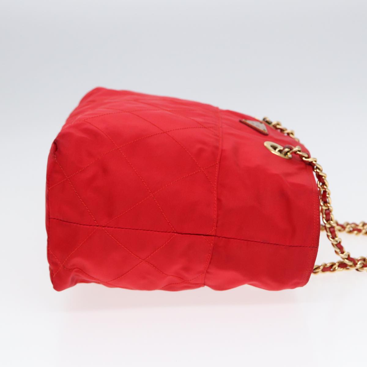 Luxury Prada Chain Shoulder Bag Nylon Red Gold bs16637