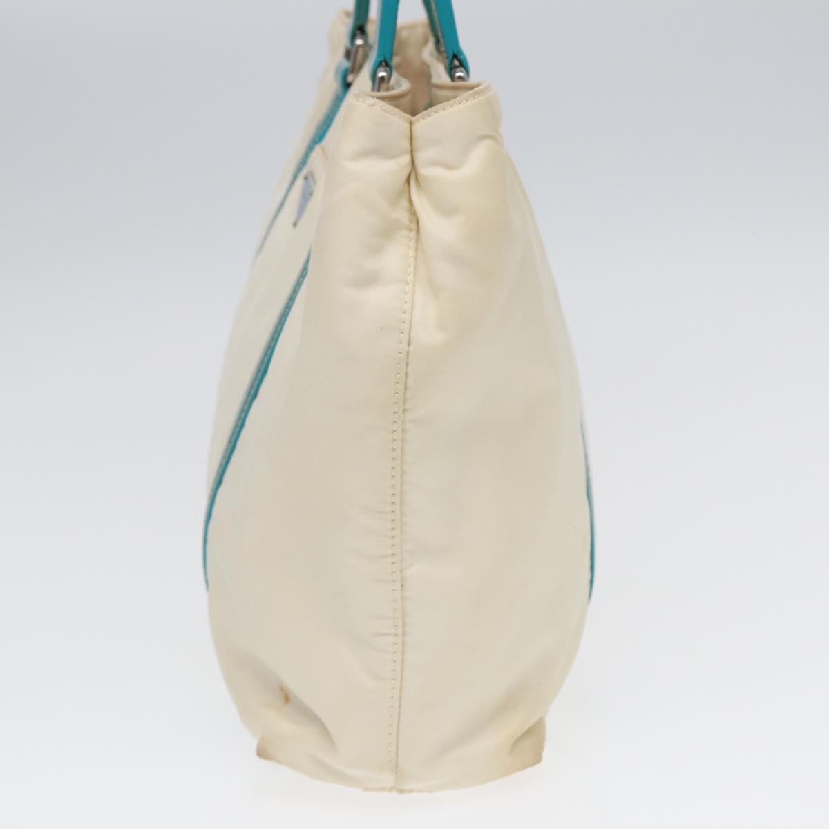 Luxury Prada Hand Bag Nylon 2way White Turquoise Blue bs16826