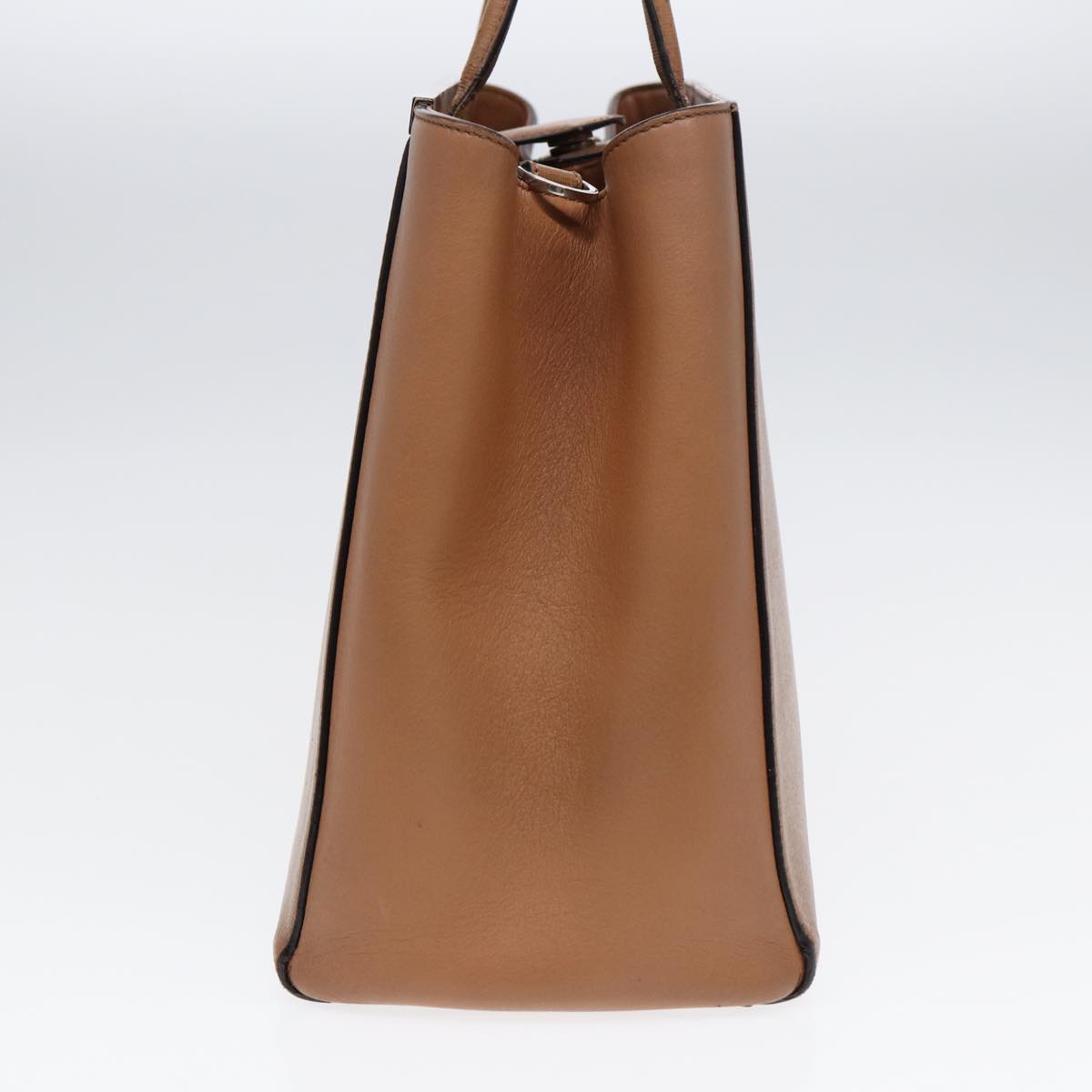 Luxury Fendi Hand Bag Leather 2way Beige Silverbs16933