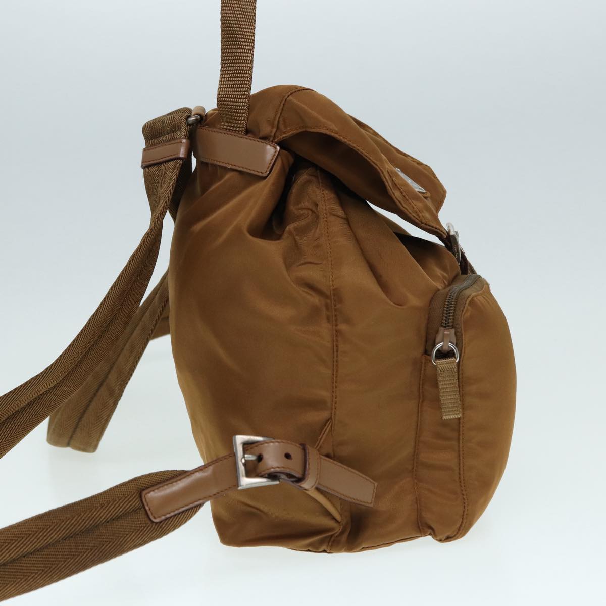 Luxury Prada Backpack Nylon Brown Silver bs17051