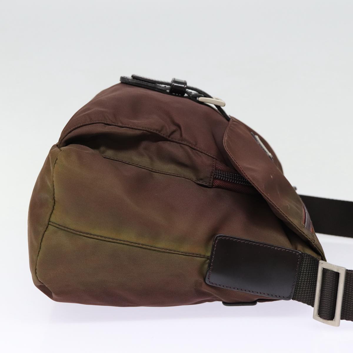 Luxury Prada Shoulder Bag Nylon Brown Silver bs17504