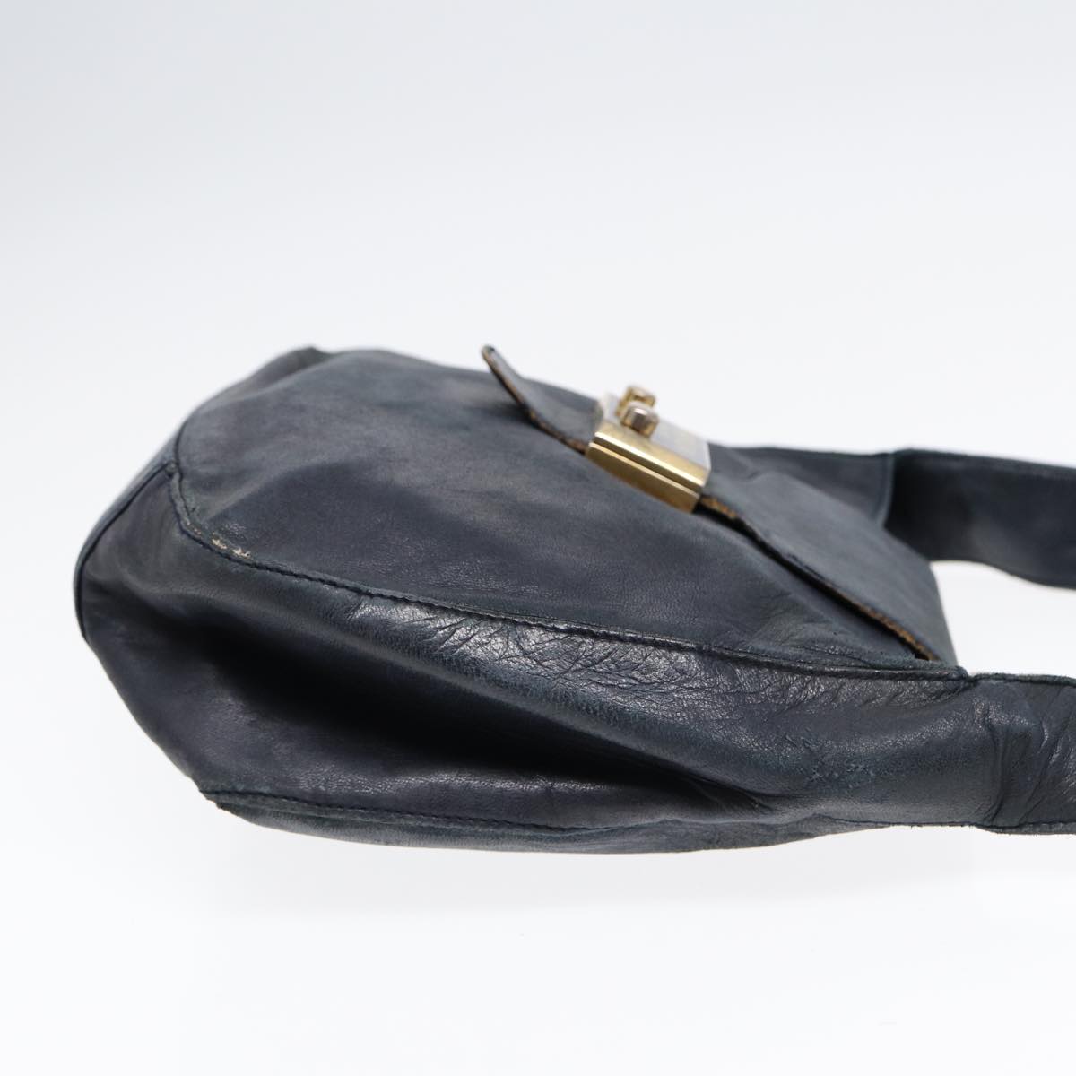 Luxury Prada Shoulder Bag Leather Navy Gold bs17642