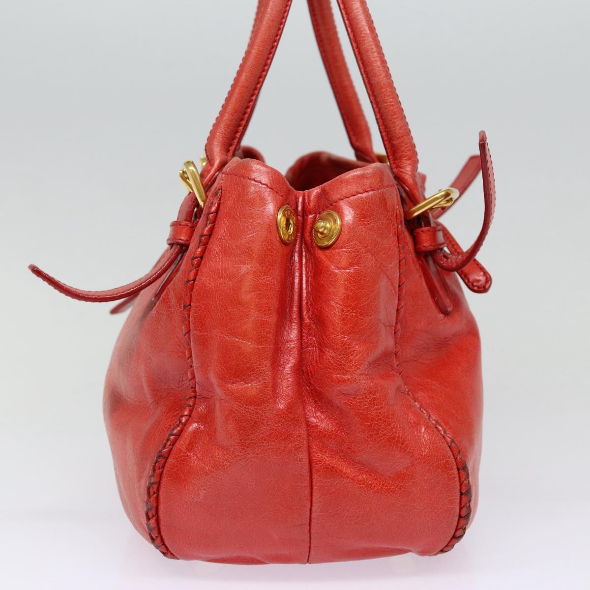 Luxury Prada Hand Bag Leather Red Gold bs17684