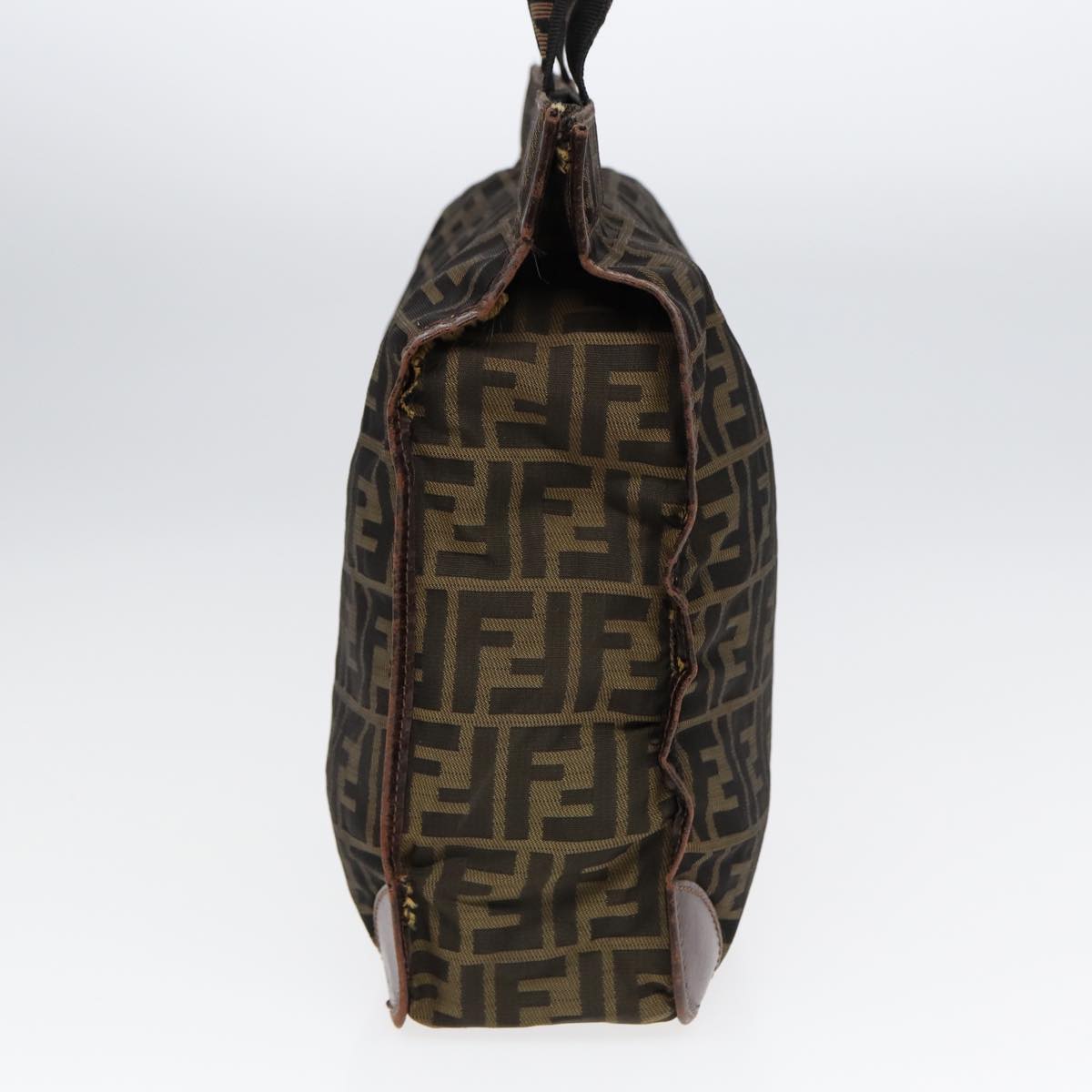 Luxury Fendi Zucca Canvas Hand Bag Brown Black Silverbs17723