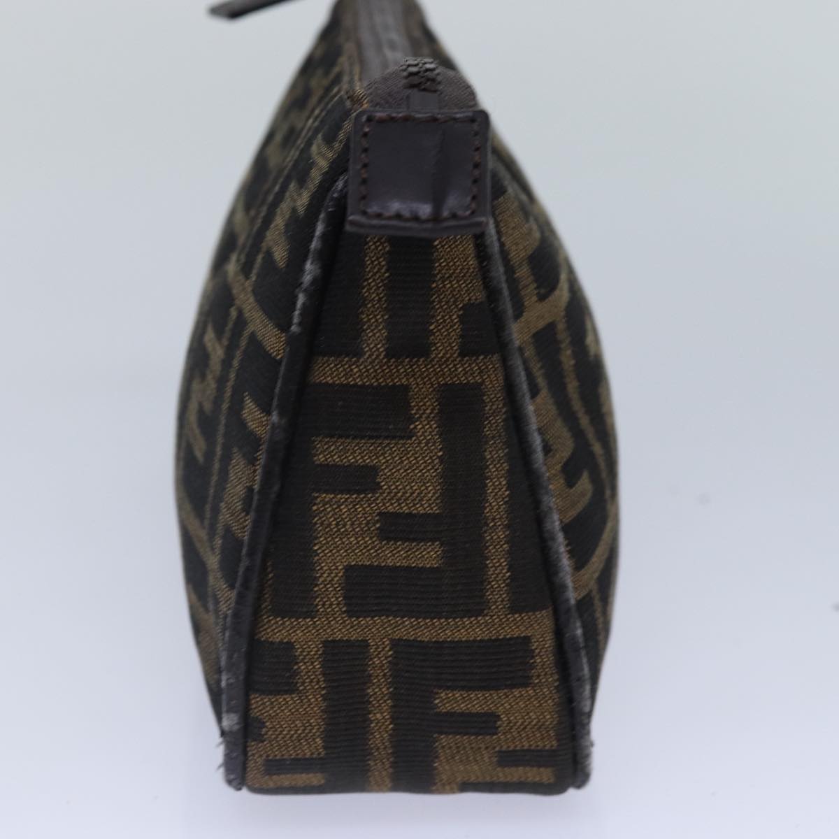 Luxury Fendi Zucca Canvas Pouch Brown Black Silverbs17760