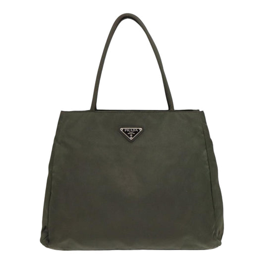 Luxury Prada Tote Bag Nylon Khaki Silver bs17777