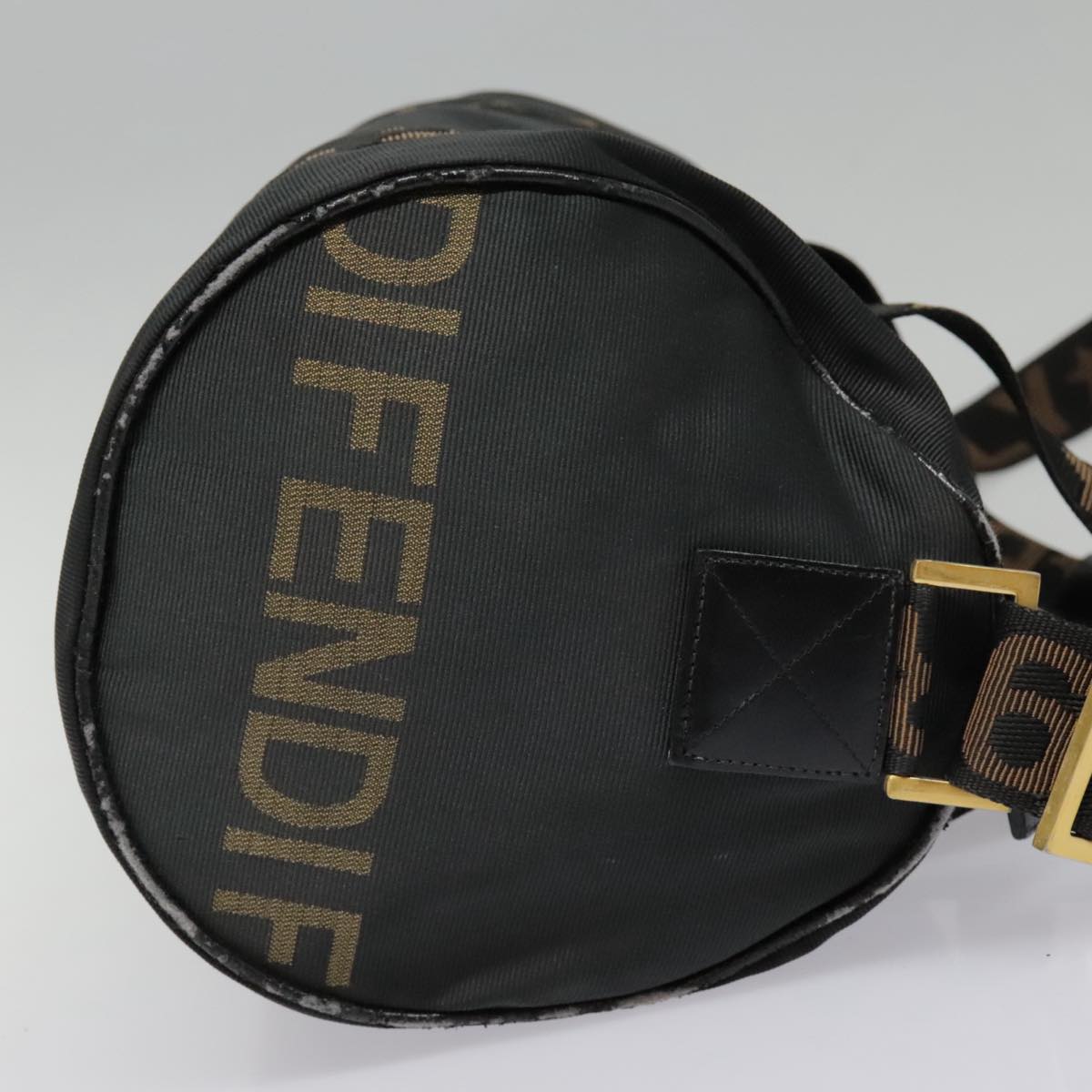 Luxury Fendi Boston Bag Nylon 2way Black Goldbs18016