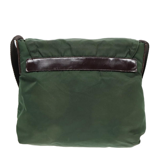 Luxury Prada Shoulder Bag Nylon Green Brown Silver bs18578