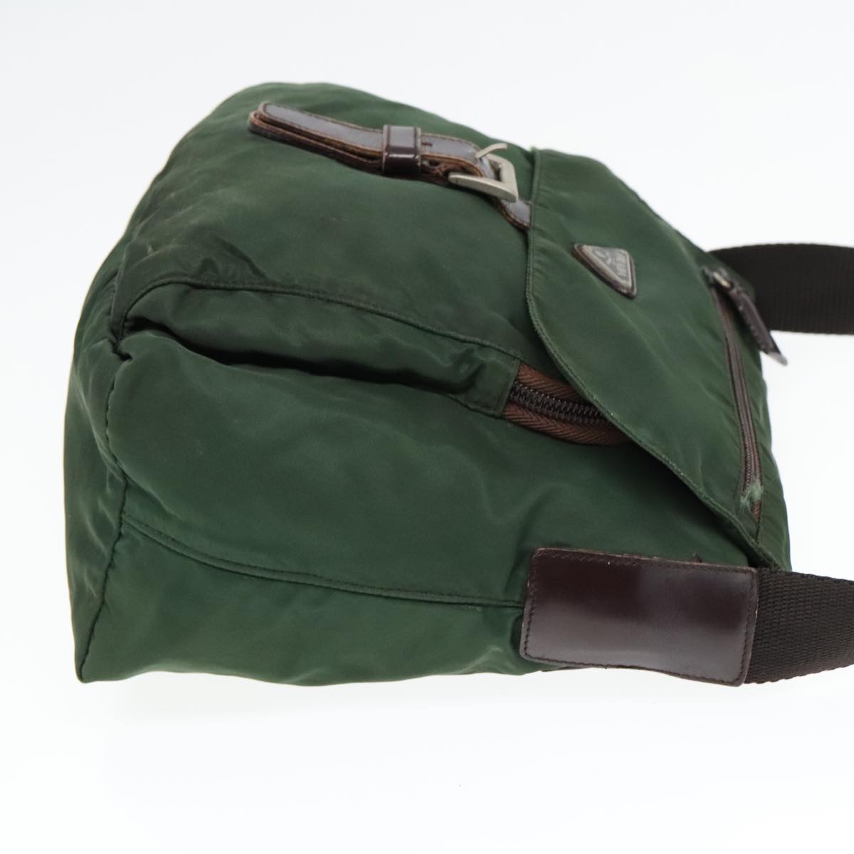 Luxury Prada Shoulder Bag Nylon Green Brown Silver bs18578