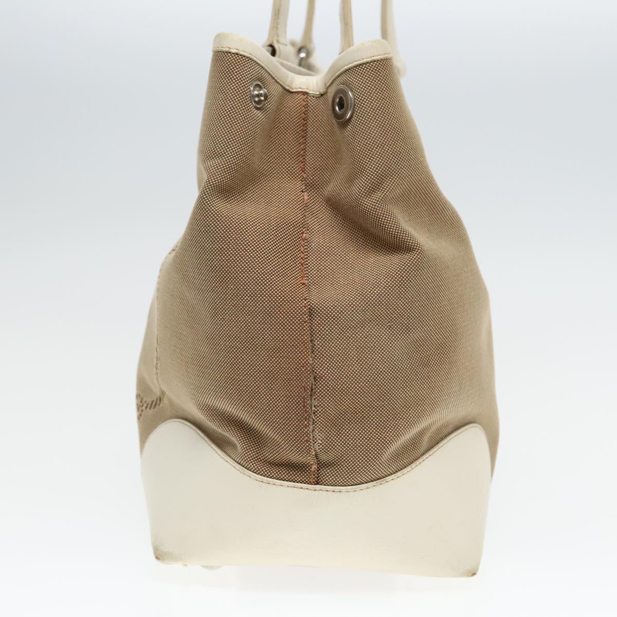 Luxury Prada Tote Bag Canvas Leather Beige White bs18796