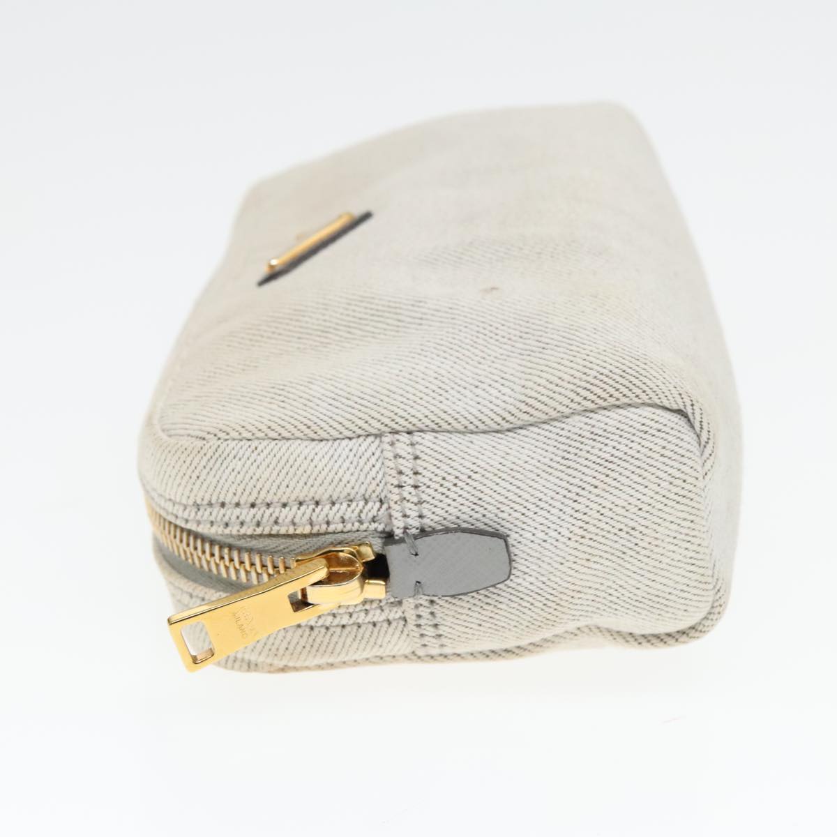 Luxury Prada Pouch Canvas Gray Gold bs18846