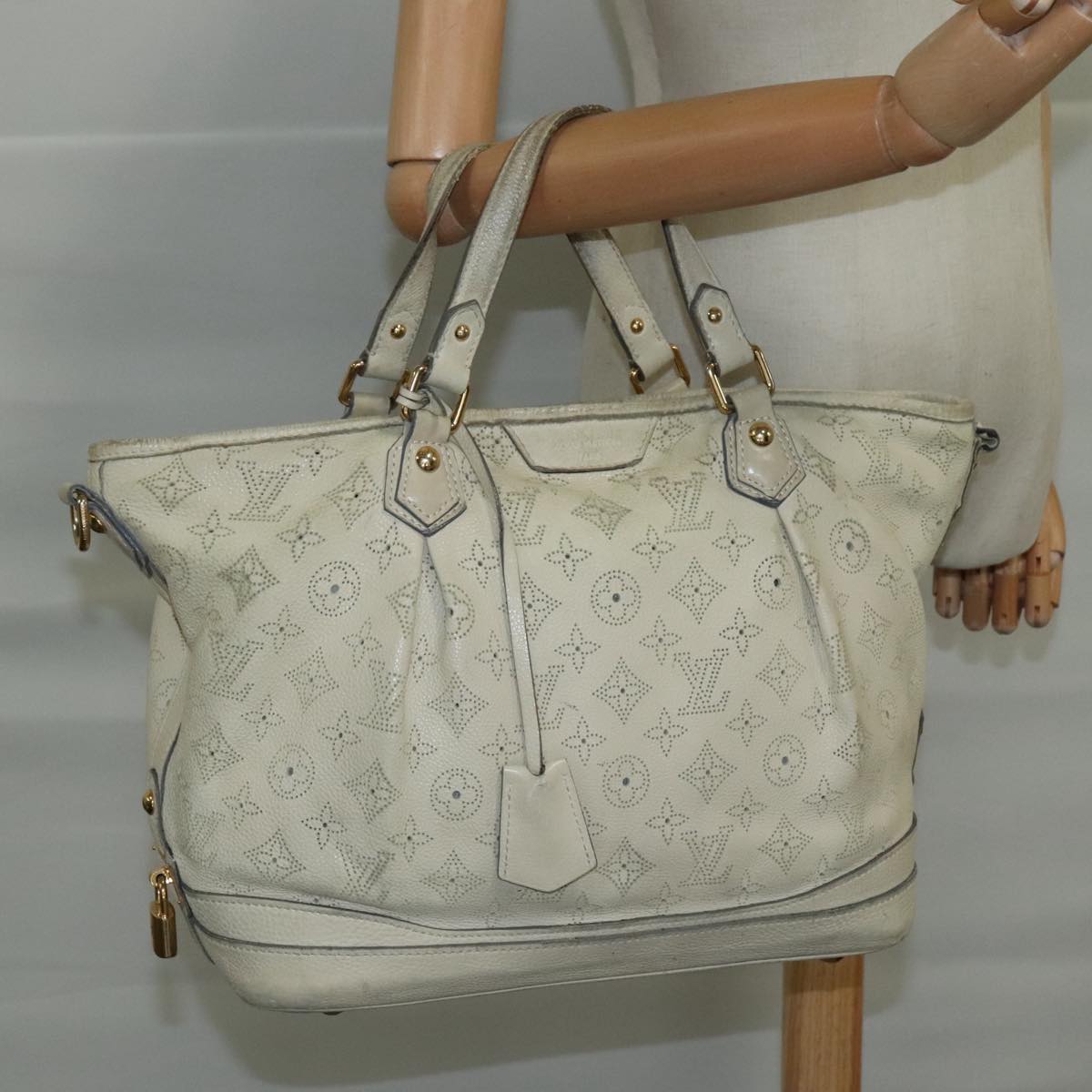 LOUIS VUITTON Monogram Mahina Stella PM Shoulder Bag Beige M93982 bs21519