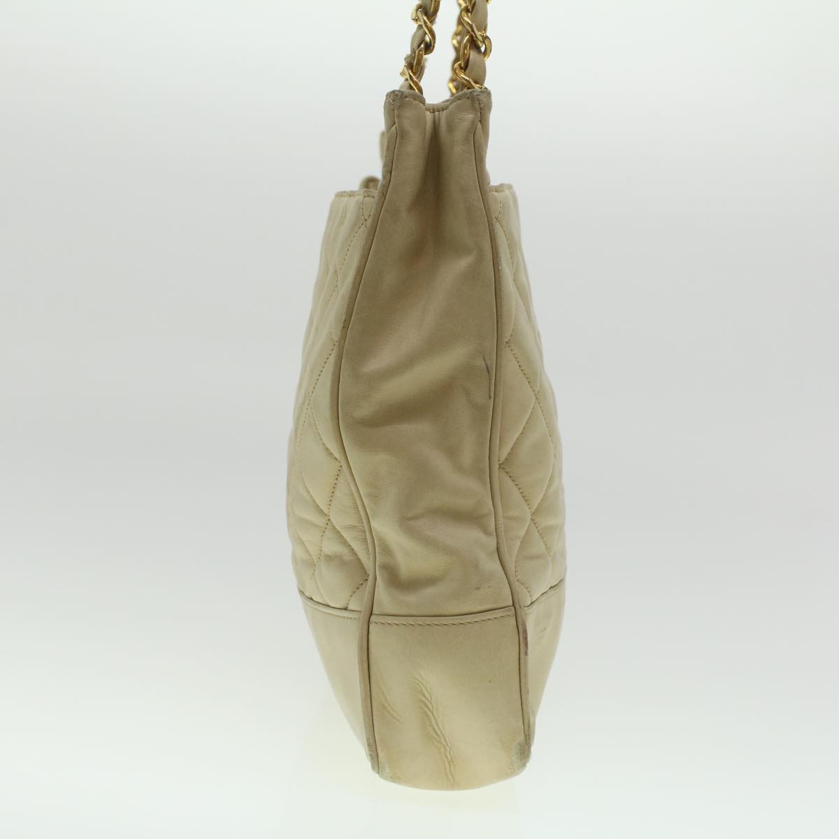 Luxury Chanel Matelasse Chain Shoulder Bag Lamb Skin Beige CC bs4338