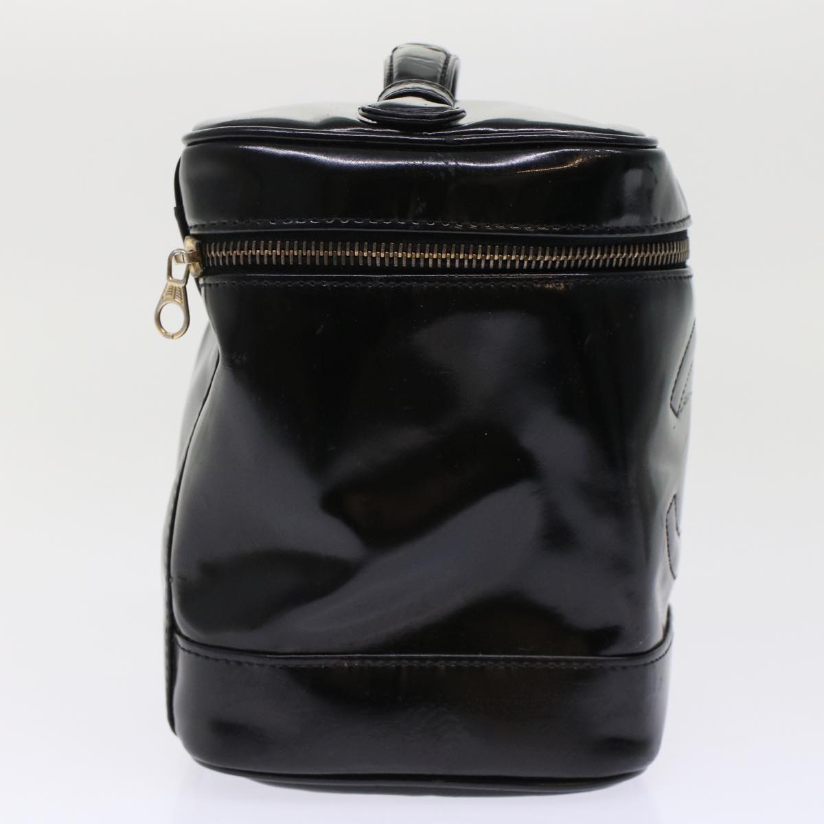 Luxury Chanel Vanity Cosmetic Pouch Patent leather Black CC bs6857